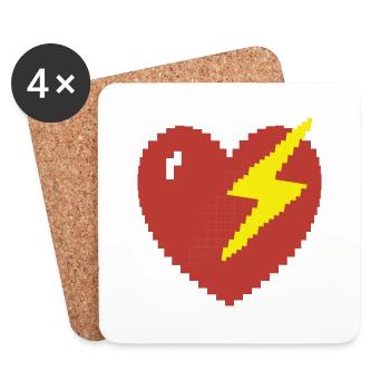 Cadeau de joueur Heart Flash Pixel - Dessous de verre (lot de 4) - blanc - Devant
