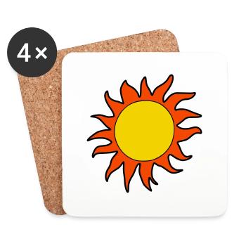 Sonne Sommer Aquarell Natur Strand Himmel Vektor - Untersetzer (4er-Set) - Weiß - Vorne