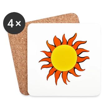 Sonne Sommer Aquarell Natur Strand Himmel 04 - Untersetzer (4er-Set) - Weiß - Vorne