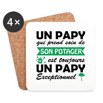 papy exceptionnel / papy jardinier - Dessous de verre (lot de 4) - blanc - Devant