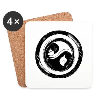 Yin Yang Sign Symbol Peace Happy 3 - Coasters (set of 4) - white - Front