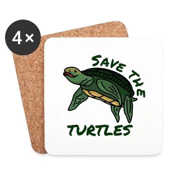 Save the turtles Help quote Environment Plastic - Coasters (set of 4) - white - Front