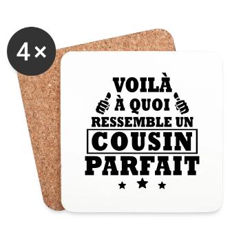 voilà à quoi ressemble un cousin parfait - Dessous de verre (lot de 4) - blanc - Devant
