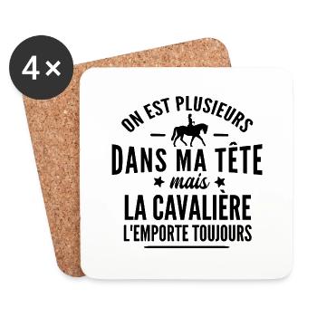cavalière / cadeau humour cheval - Dessous de verre (lot de 4) - blanc - Devant