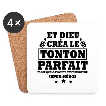 dieu créa le tonton parfait / cadeau tonton - Dessous de verre (lot de 4) - blanc - Devant