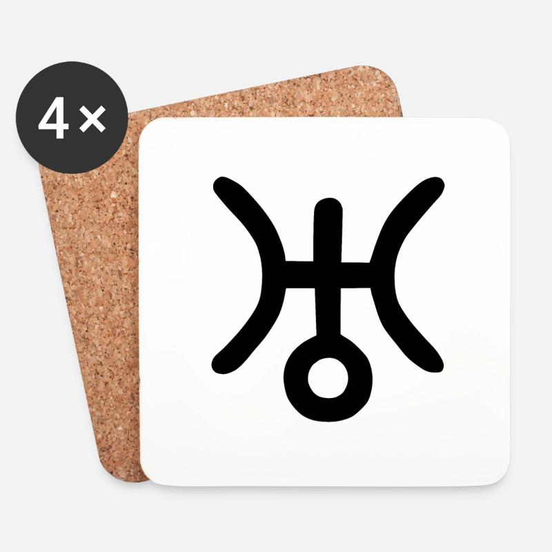 Astrologisches Symbol Uranus - Untersetzer (4er-Set) - Weiß