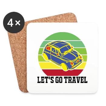 Let's travel - Coasters (set of 4) - white - Front