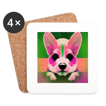 Corgi in PopArt - Untersetzer (4er-Set) - Weiß - Vorne