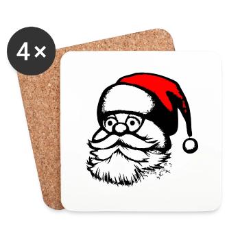 Chapeau de Noël Père Noël Noël 16 - Dessous de verre (lot de 4) - blanc - Devant