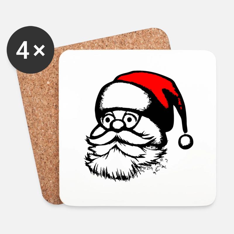 Weihnachtsmütze Weihnachtsmann Weihnachten 16 - Untersetzer (4er-Set) - Weiß