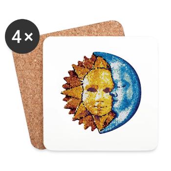 Sun Moon Mosaic Astrology mystical symbol - Coasters (set of 4) - white - Front