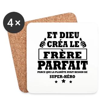 frère parfait / meilleur frère du monde - Dessous de verre (lot de 4) - blanc - Devant