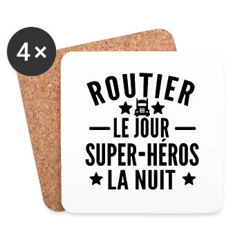 routier le jour / cadeau humour routier - Dessous de verre (lot de 4) - blanc - Devant