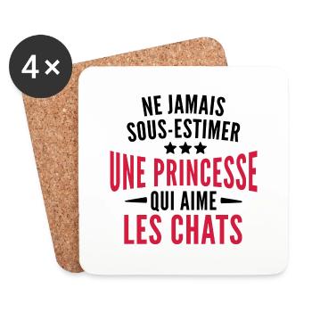 une princesse qui aime les chats - Dessous de verre (lot de 4) - blanc - Devant