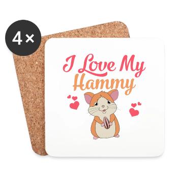 I love my hammy - Dessous de verre (lot de 4) - blanc - Devant