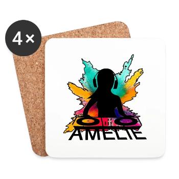 Amelie picto fractal 3 - Dessous de verre (lot de 4) - blanc - Devant