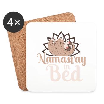 Namast'ay In Bed Meditating Yoga Class - Coasters (set of 4) - white - Front