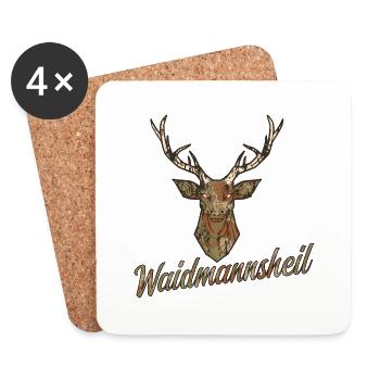Waidmannsheil Jäger Jägerin Jägergruß Hirsch Wald - Untersetzer (4er-Set) - Weiß - Vorne
