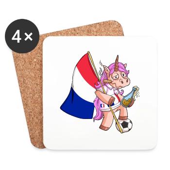 Frankreich Party Einhorn - Untersetzer (4er-Set) - Weiß - Vorne
