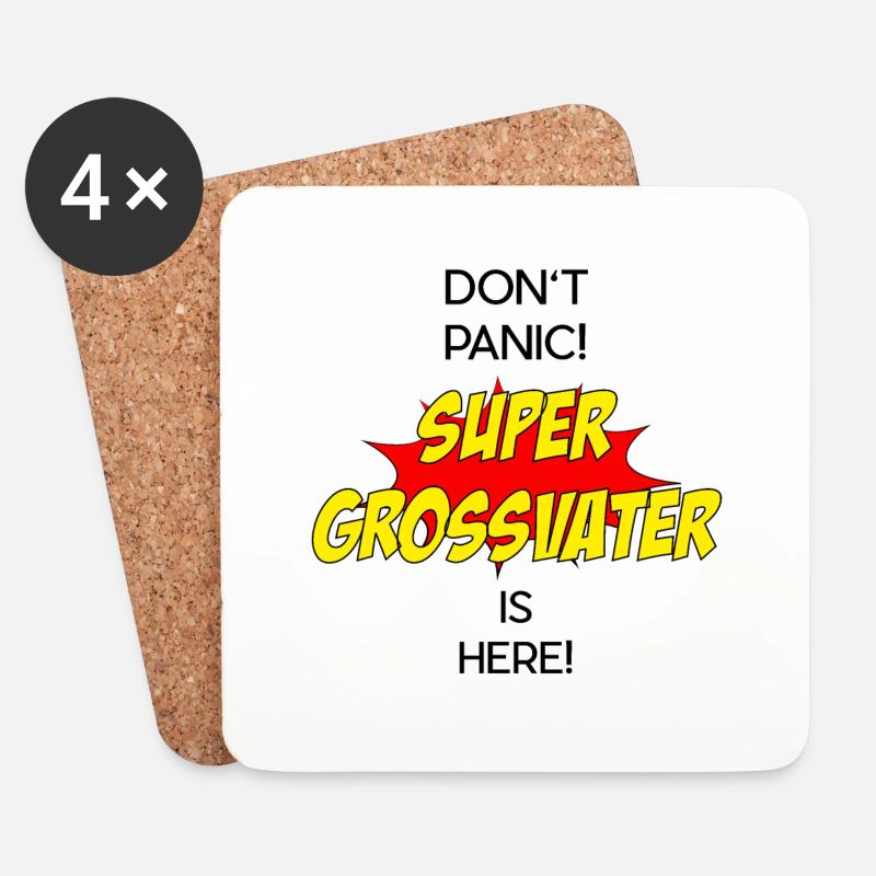 Super Grossvater / Super Grandad - Untersetzer (4er-Set) - Weiß