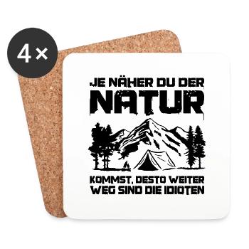 Fun mountain, hiking, trekking, camping - Coasters (set of 4) - white - Front
