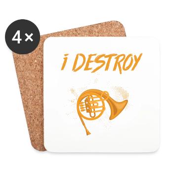 I Destroy Silence Horn Player Hornist - Untersetzer (4er-Set) - Weiß - Vorne