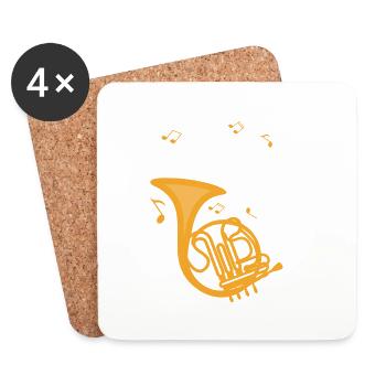 In Jesus Name I Play Hornist Horn Player - Coasters (set of 4) - white - Front