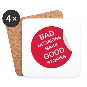 bad decisions great stories - Coasters (set of 4) - white - Front