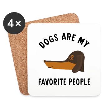 Dogs Are My Favorite People mon chien préférré - Dessous de verre (lot de 4) - blanc - Devant