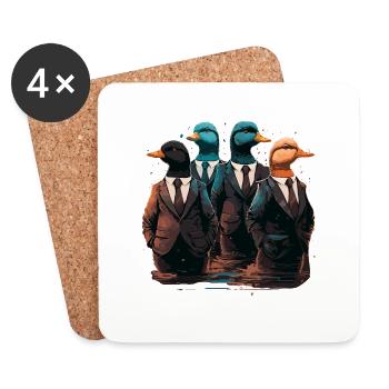 Drôles de canards en costume - Dessous de verre (lot de 4) - blanc - Devant