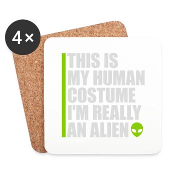 Citation extraterrestre de costume humain - Dessous de verre (lot de 4) - blanc - Devant