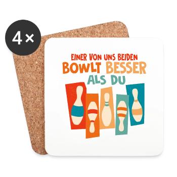 Einer von uns beiden bowlt besser als du Bowling K - Untersetzer (4er-Set) - Weiß - Vorne