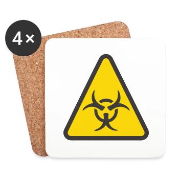 Warning label biohazard yellow - Coasters (set of 4) - white - Front