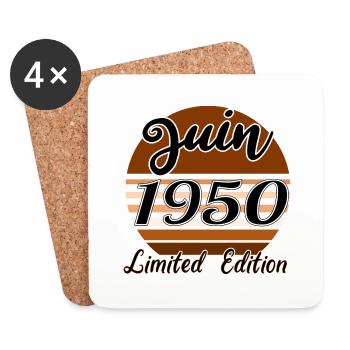 Juin 1950 Limited edition | Bois Bruns - Dessous de verre (lot de 4) - blanc - Devant