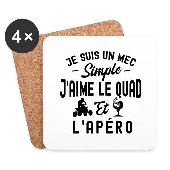 mec simple / quad et apéro / cadeau humour quad - Dessous de verre (lot de 4) - blanc - Devant
