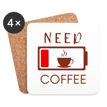 NEED COFFEE BROWN DESIGN - Coasters (set of 4) - white - Front