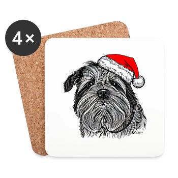 Weihnachten Hund süß lustig Hunde Tier Welpe 3 - Untersetzer (4er-Set) - Weiß - Vorne