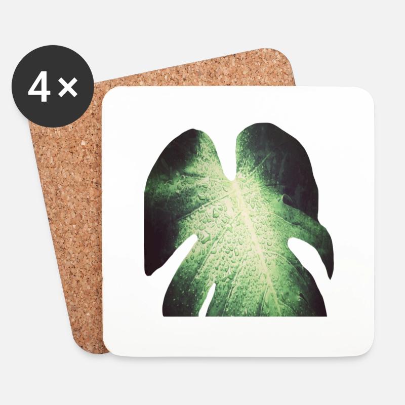 Monstera - Untersetzer (4er-Set) - Weiß