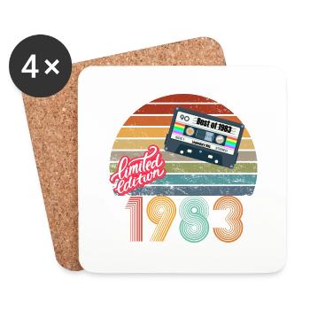 1983 millésime millésime rétro cadeau anniversaire - Dessous de verre (lot de 4) - blanc - Devant