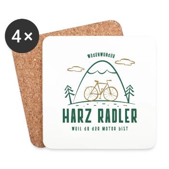 Südharz Merch - Harz-Radler - Untersetzer (4er-Set) - Weiß - Vorne