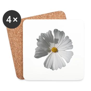 Grande fleur blanche naturelle sur fond transparent - Dessous de verre (lot de 4) - blanc - Devant