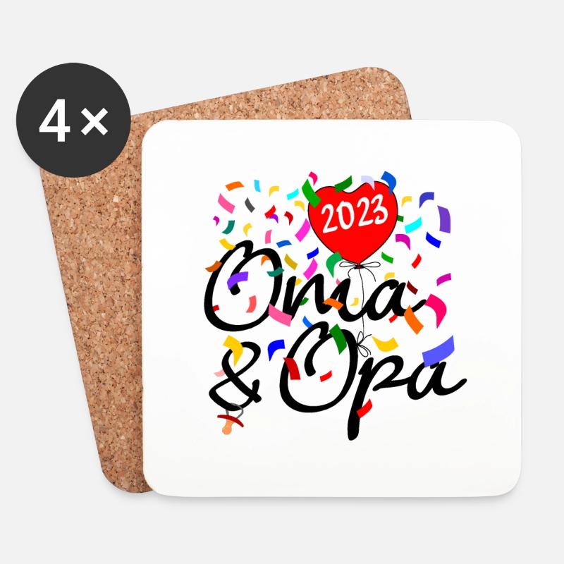 Oma und Papa 2023 Konfetti - Untersetzer (4er-Set) - Weiß