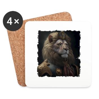 Lion Noble Nobel Costume Tuxedo Portrait - Dessous de verre (lot de 4) - blanc - Devant