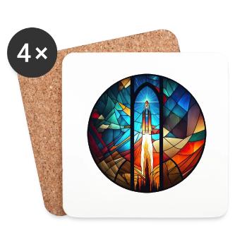 Lancement de fusée spatiale Kirchenglass Buntglass - Dessous de verre (lot de 4) - blanc - Devant
