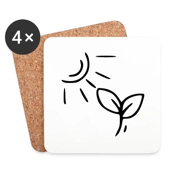 Pflanze Zeichnung Natur Skizze schwarz - Untersetzer (4er-Set) - Weiß - Vorne