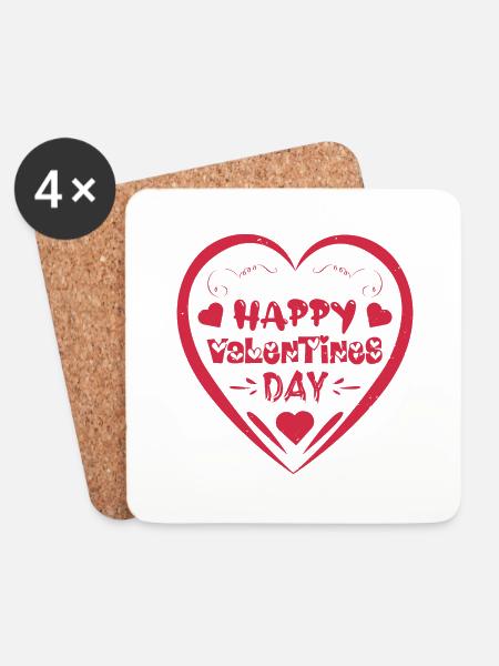 ALLES GUTE ZUM VALENTINSTAG - Untersetzer (4er-Set) - Weiß