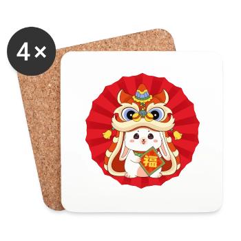 Nouvel an chinois 2023 design - Dessous de verre (lot de 4) - blanc - Devant