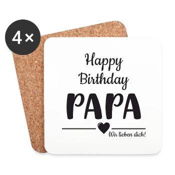 Happy Birthday, Papa Wir lieben dich! - Untersetzer (4er-Set) - Weiß - Vorne