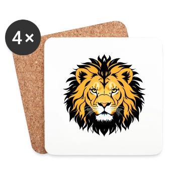 Royal Cartoon Lion Lions Comic 12 - Dessous de verre (lot de 4) - blanc - Devant