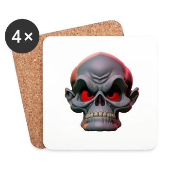 grumpy skull - Coasters (set of 4) - white - Front